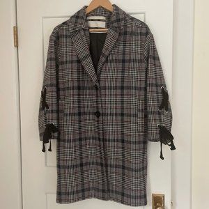 TOPSHOP Plaid Coat with Stunning Detailing on Shoulders and Arms